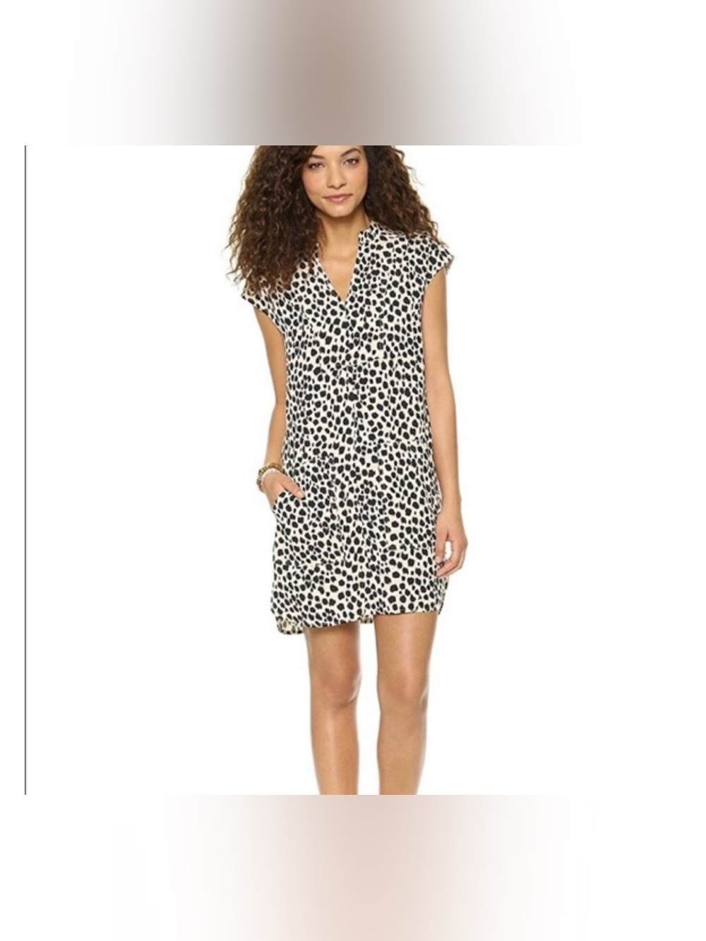 Madewell Black & White Leopard Print V-Neck Shift Mini Dress SZ:S